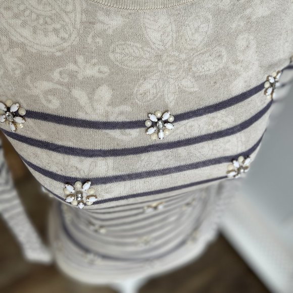 Loft Women's sheer sweater with crystal embellishment in size xs. - Picture 7 of 9